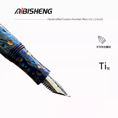 AIBISHENG Ti200 Hand-carved Craters Titanium Fountain Pen