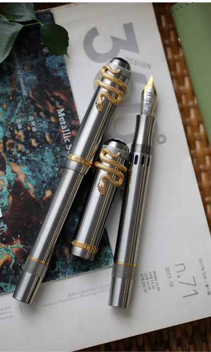 MAJOHN Ti-P137 Titanium Alloy Fountain Pen With a Cutout Ink-viewing Window