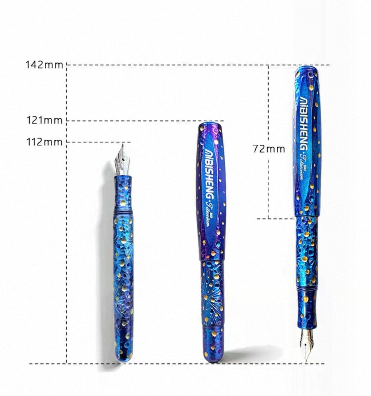 AIBISHENG Ti200 Hand-carved Craters Titanium Fountain Pen