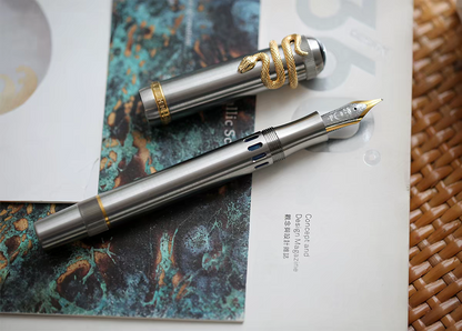 MAJOHN Ti-P137 Titanium Alloy Fountain Pen With a Cutout Ink-viewing Window