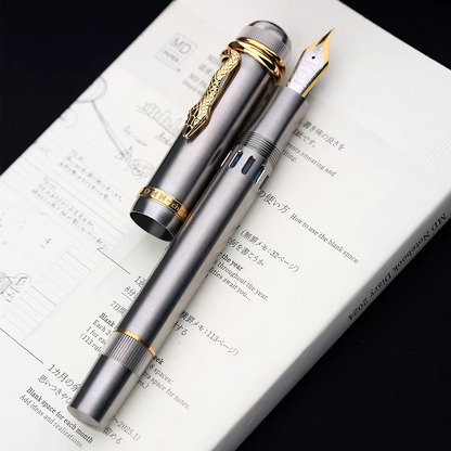MAJOHN Ti-P137 Titanium Alloy Fountain Pen With a Cutout Ink-viewing Window